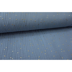 REST 27cm Double Gauze Musselin rauchblau Punkte